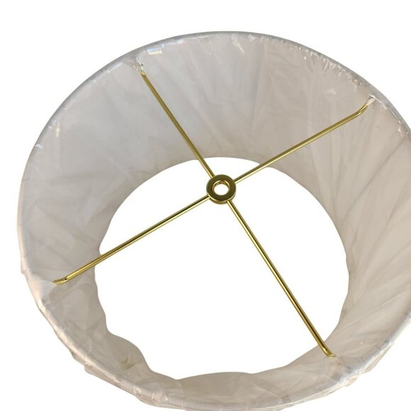 White Lamp Shade With Gold Harp Fitting Parts 13.5" Diameter X 10" Height - Picture 2 of 11